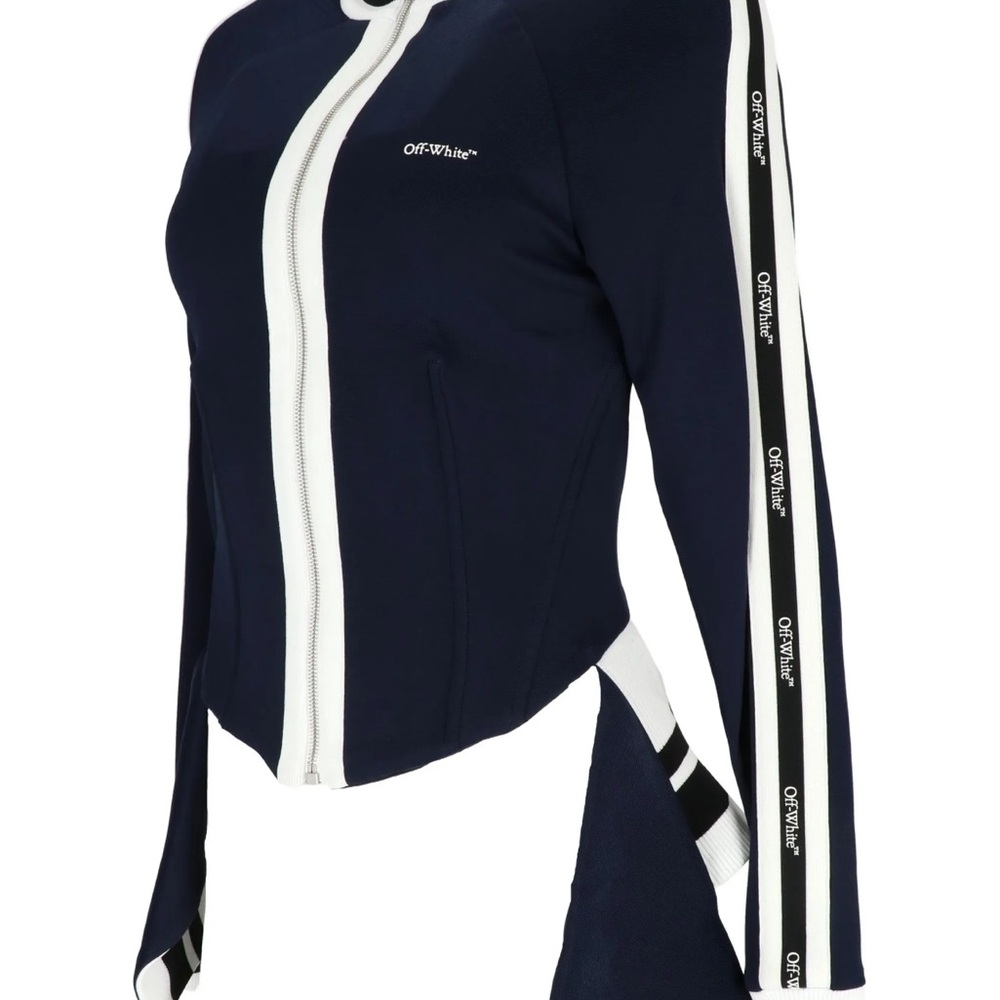 Off-White Navy and White Women's Varsity Zip Jacket